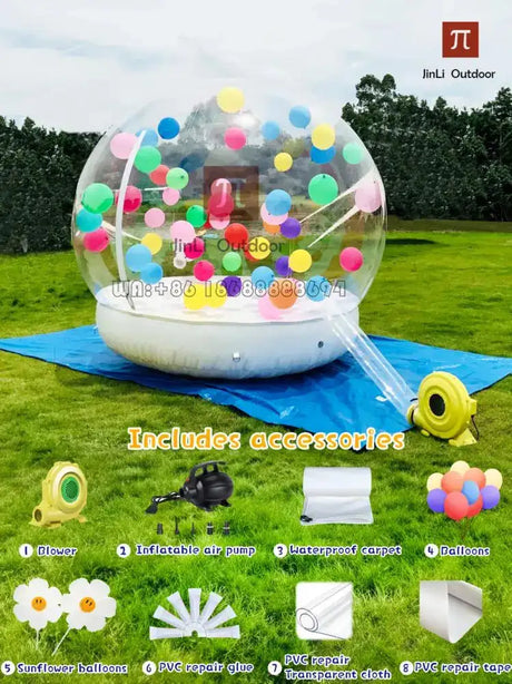 Inflatable bubble house PVC tent includes blower/protective carpet/PVC repair glue/air pump/colorful balloons/free shipping - Lootquake