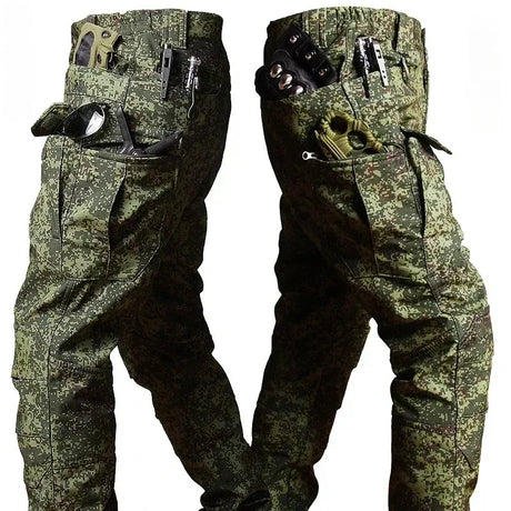 Camo Winter Tactical Sets Men Shark Skin Soft Shell Hooded Jacket+Multi-pocket Straight Cargo Pant 2Pcs Suits Waterproof Set - Lootquake