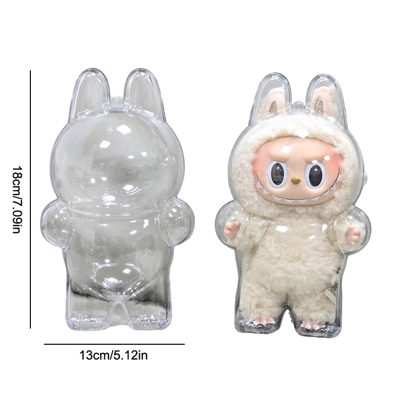 LABUBU Étui transparent pour siège Labubu Étui en plastique Sac à dos Charms