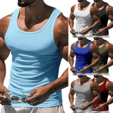 American Vest, Summer Europe And The United States Men Stretch Sports Gym Training, Tight Hurdle Sleeveless Top Solid Color Vest - Lootquake