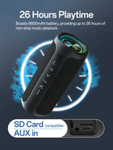 Altavoz Bluetooth portátil impermeable Ohayo de 35 W con potente sonido de 360 grados y graves potentes, TWS, IPX7 resistente al agua.