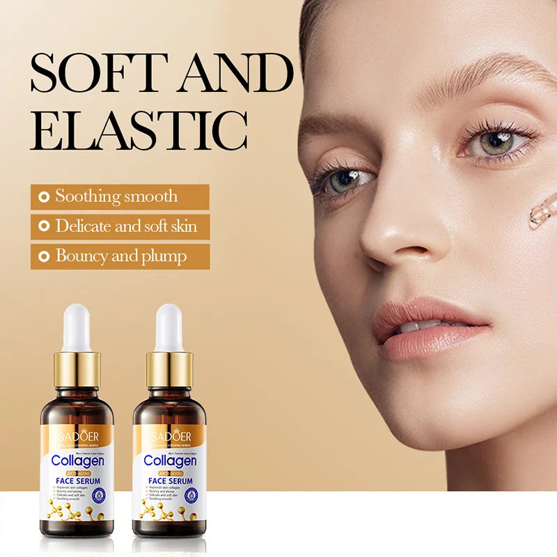 3 sueros faciales de colágeno, esencia líquida reafirmante, hidratante y nutritiva para el cuidado de la piel.