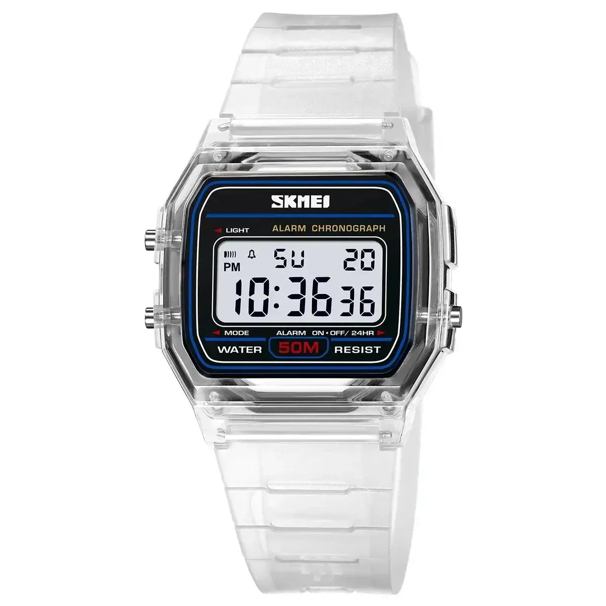 SKMEI Transparent TPU Strap Ladies Wristwatch Shockproof Back Light Display Stopwatch Digital Watches Women 2056 reloj mujer - Lootquake