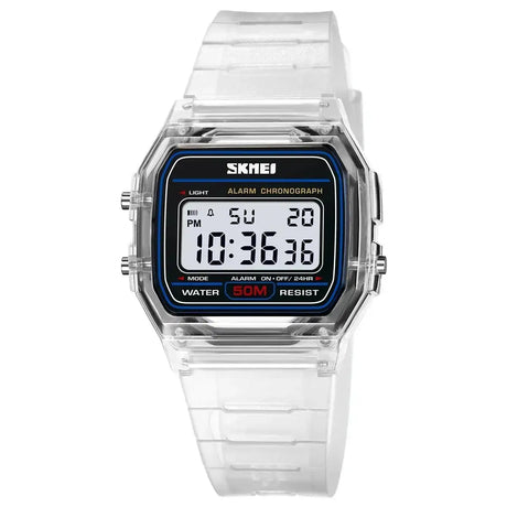 SKMEI Transparent TPU Strap Ladies Wristwatch Shockproof Back Light Display Stopwatch Digital Watches Women 2056 reloj mujer - Lootquake