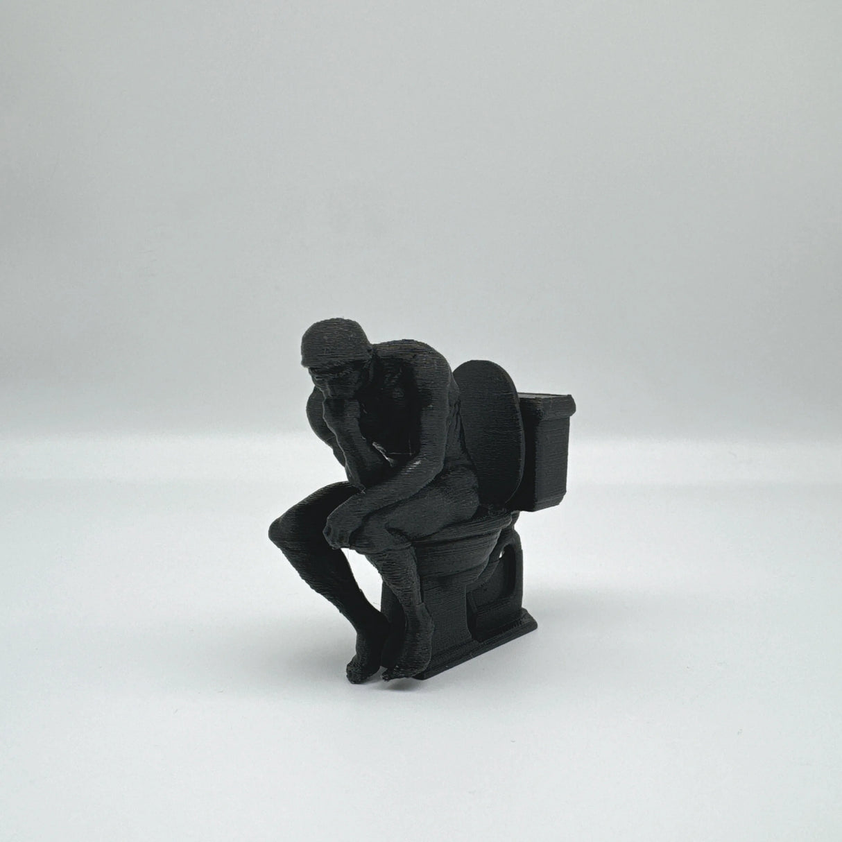 3D Printed, The Thinker Statue Sitting on Toilet, Durable Plastic, Humorous Bathroom Desktop Office Decor, Unique Design
