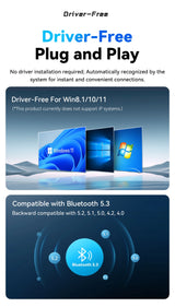 Adaptador USB Bluetooth 5.3 Essager, receptor y transmisor de audio auxiliar para PC, altavoz, portátil, caja de sonido, ratón inalámbrico, transmisor USB