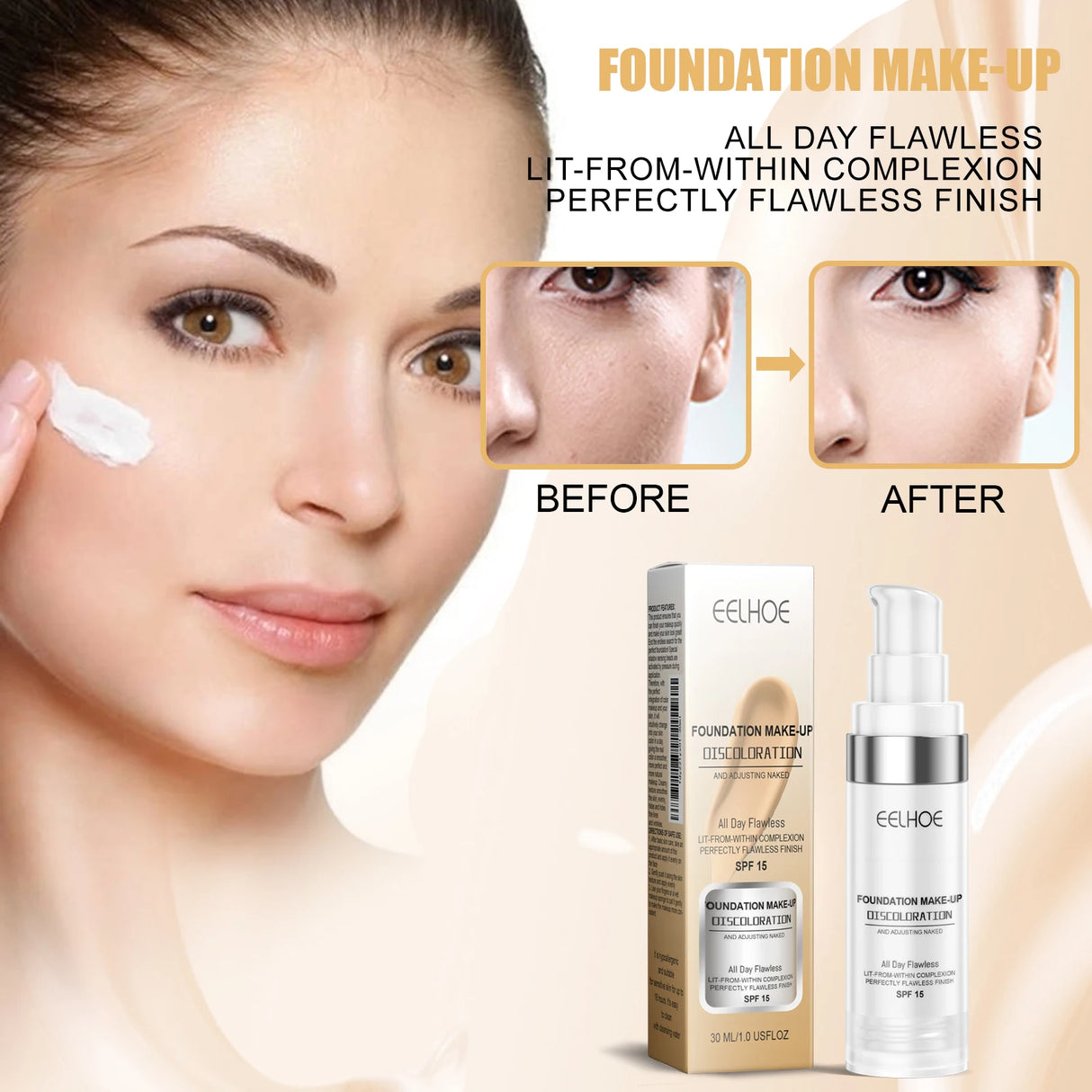 30ml Concealer Color-Changing Foundation Brightens the complexion, is clear, moisturizing, waterproof, and does not fade