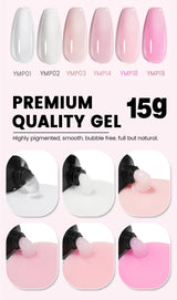 YOKEFELLOW 15g Jelly Extension Gel Nail Polish Nude Pink Clear Building Construct Extend Gel Soak Off UV LED Acrylic Gel Varnish