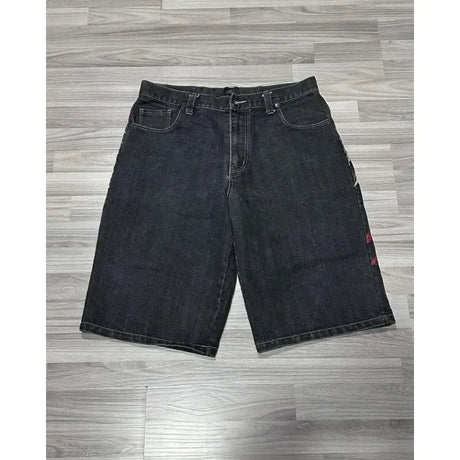 Y2K Baggy Shorts Womens New Wing Embroidered Denim Shorts Vintage Harajuku Hip Hop Gothic Punk Gothic Wide Leg Pants Street Wear - Lootquake