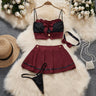 Red Christmas Sexy Lingerie Shawl Set Halter Jumpsuit Lace-up Cosplay Costume New In Women Clothes Skinny Bodysuit Suit Hotsweet - Lootquake