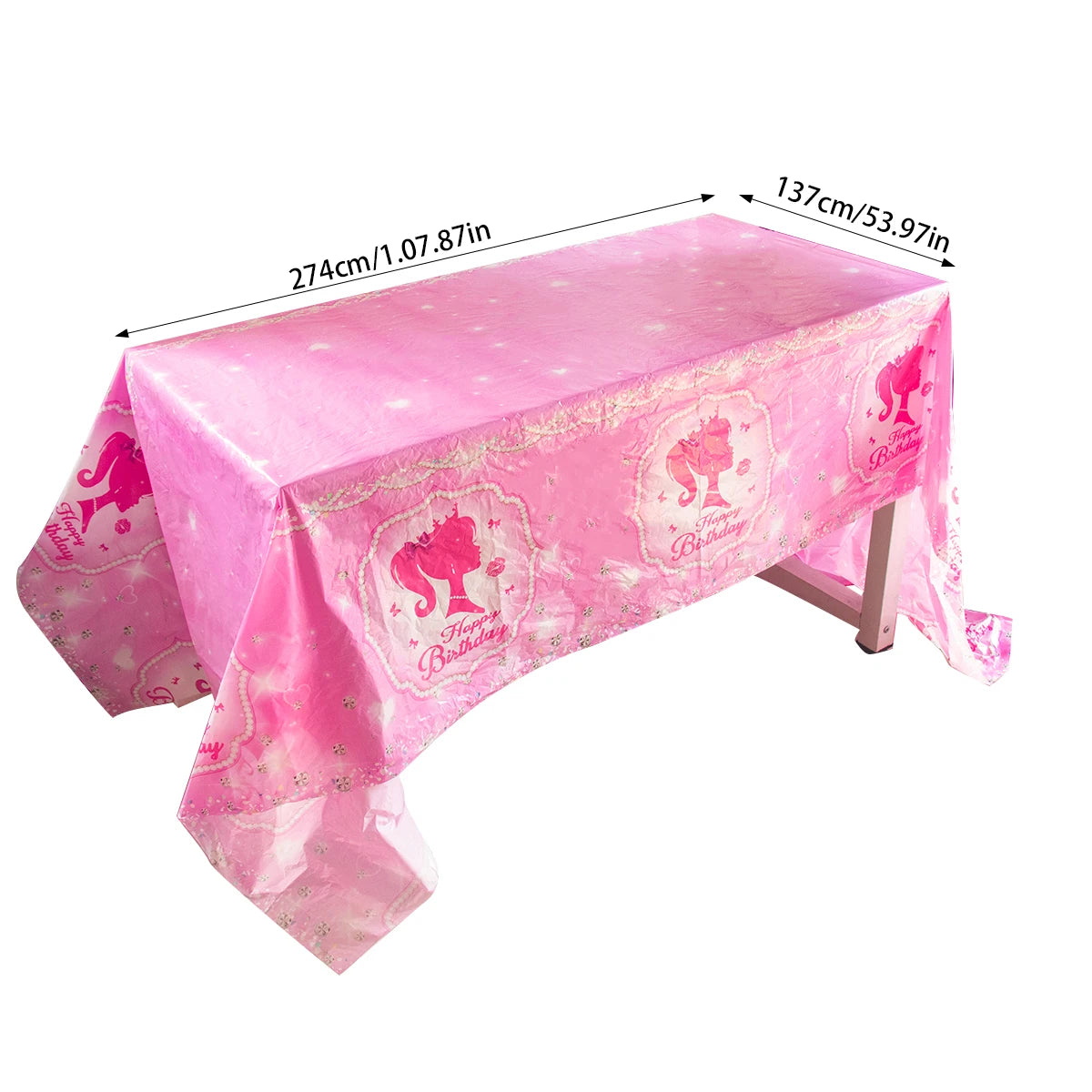 Décoration de fête d'anniversaire, vaisselle jetable rose, assiette en papier, gobelet, nappe, fournitures pour fête prénatale, anniversaire de fille