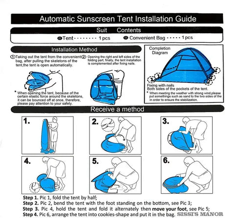 With Door Curtain 2-3Persons Pop Up Beach Tent Automatic Quickly Open Outdoor Camping Tour UV50+ Portable Ultralight Sunscreen - Lootquake