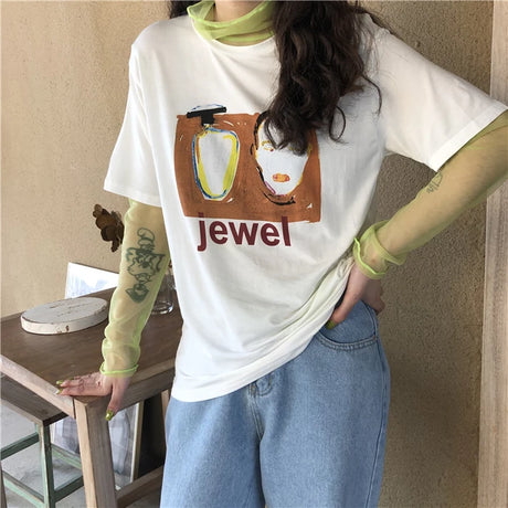 Neon Shirt for Women Long Sleeve Stand Collar Sheer Top Yellow Gold Mesh Blouse Sexy Party Club Streetwear Hip Hop Tee Tops - Lootquake
