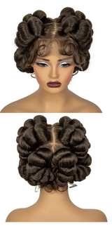 613 Blonde Short Bantu Knotless Braids Wig | Handmade Full Lace | Baby Hair