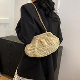 Bohemian Straw Dumpling Clutch Bag | Woven Straw Tote Purse for Women (Summer Beach Bag, Wicker Clutch)