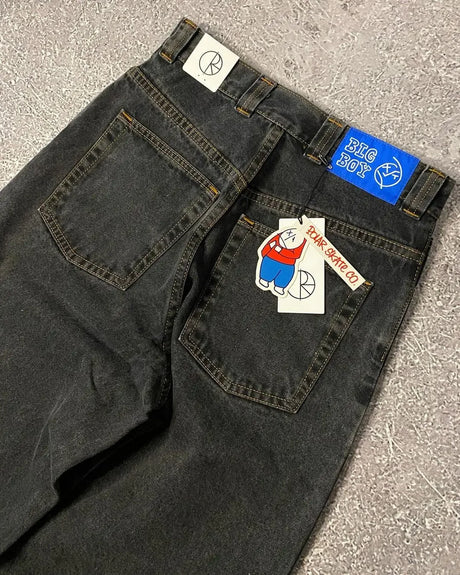 New Harajuku Hip Hop Cartoon Y2K Big Boy Jeans Women Graphic Embroidery Baggy Jeans Pants High Waist Wide Leg Trouser Streetwear - Lootquake