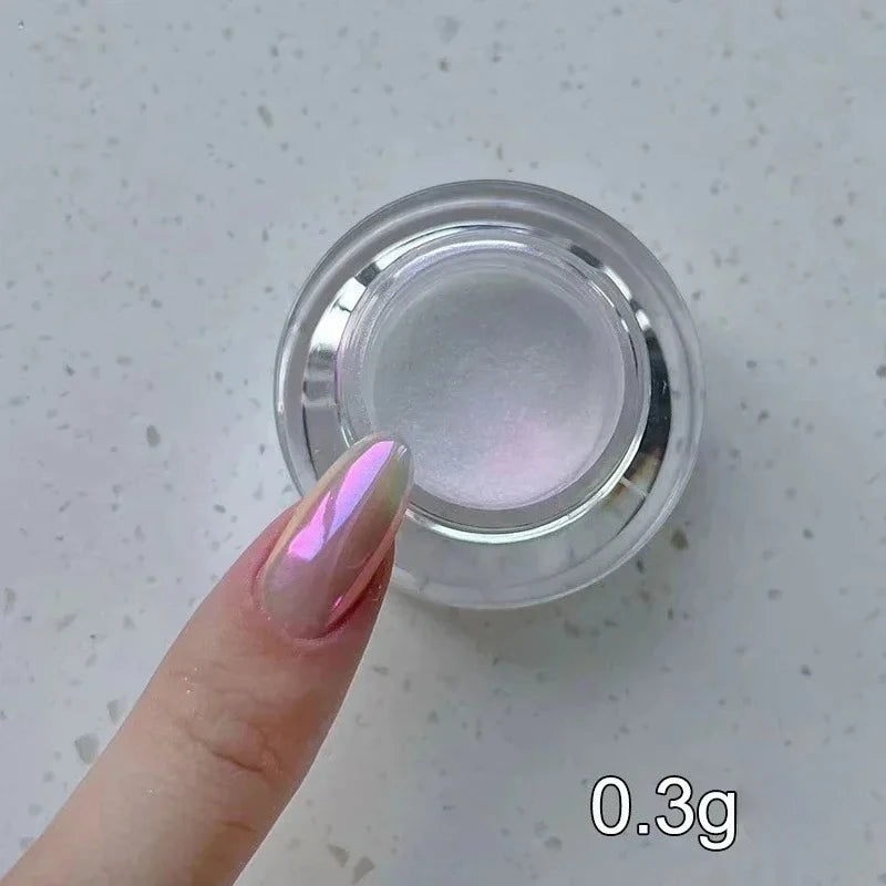 Moonlight Mirror Nail Powder Aurora Silver Glitter Metallic Effect UV Gel Polish for Manicure DIY Nail  Art Design Decoration
