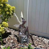Escultura de hada de las flores para jardín, paisajismo, arte de patio, adorno de resina, estatua de Turek sentada, figuras de ángel para exteriores, decoración artesanal