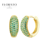 Pendientes de plata de ley 925 con microincrustaciones de circonitas en forma de aro y hebilla geométrica de lujo, joyería de moda, regalo al por mayor