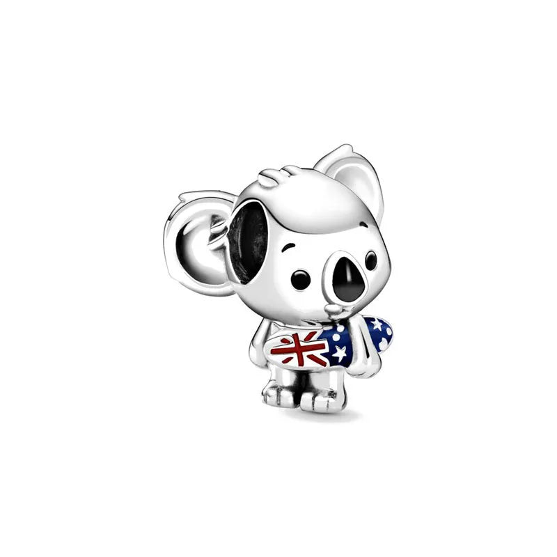 Nuevo dije de rana perezosa de plata 925 con forma de animal, pato, cerdo, oso, compatible con pulsera original, decoración, colgante para mujer, regalo de joyería