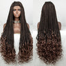 36" Blue Knotless Box Braids Lace Front Wig | Baby Hair | Crochet Braids | Black Women