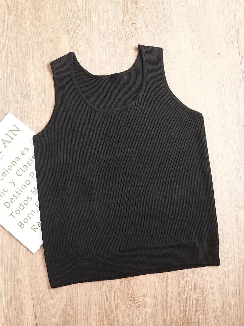 Top Women's loose-fitting striped, spicy Casual Sleeveless Top with round neckline and off-the-shoulder outdoor tank top, summer - Lootquake