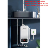 Calentador de agua instantáneo sin tanque ATWFS de 220 V, calentador eléctrico para el hogar, la cocina, el baño, la ducha, calentador de agua caliente de 4600-5500 W