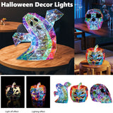Décorations d'Halloween fantômes, lumières, ornement de crâne de citrouille, lumière fantôme brillante, prismatique irisée, décoration de fête d'Halloween