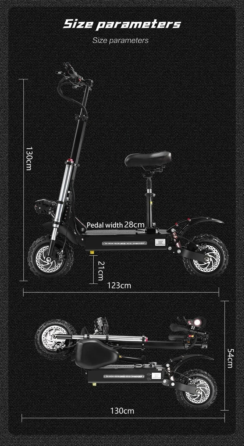 Boyueda S3 6000w 60v 38ah electric scooter dual motor removable seat hydraulic shock absorption 11 inch off-road tyre escooter