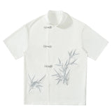 2025 Men Shirt Bamboo Embroried Short Sleeve Loose Summer Streetwear Men Clothing Korean Style Casual Tunic Shirts Plus M-5XL - Lootquake