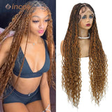 36" Boho Curly Box Braided Lace Wig | Knotless Cornrows | Synthetic Braids for Black Women
