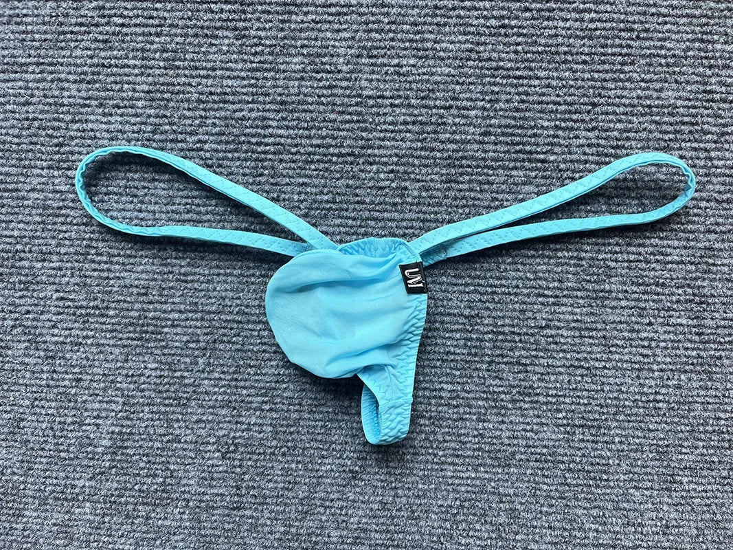 Mini Ice Silk G-string Men Sexy Underwear Low Rise Micro Bikini Trunks Bulge Pouch T-back Thongs Erotic Panties Soft Underpant - Lootquake