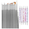 YIKOOLIN 20pcs Nail Art Brush Set UV Gel Polish Pen Acrylic Nail Design Kit DIY Painting Tools for Nail Artistry