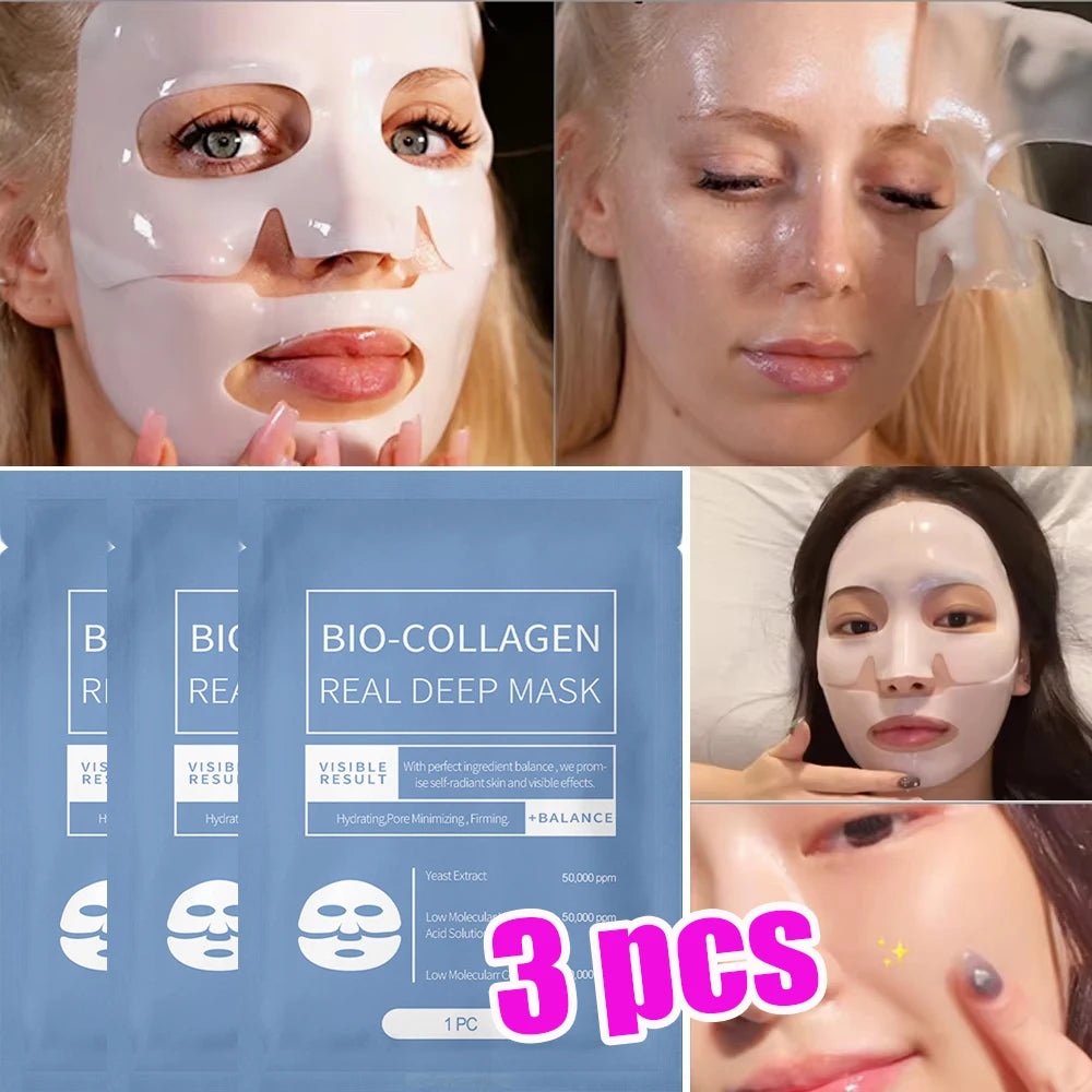 Mascarilla facial de biocolágeno (1/3/5/10 unidades), antiarrugas, aclara líneas finas, reafirma la piel, antiedad, ilumina, cuidado de la piel, cosmética coreana.