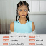 14" Short Knotless Cornrow Braids Wig | Transparent Full Lace Bob