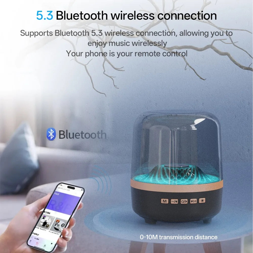 Enceintes portables Bluetooth 5.3 avec lampe respiratoire, caisson de basses audio Hi-Fi 3D, haut-parleur d'extérieur, caisson de basses surround