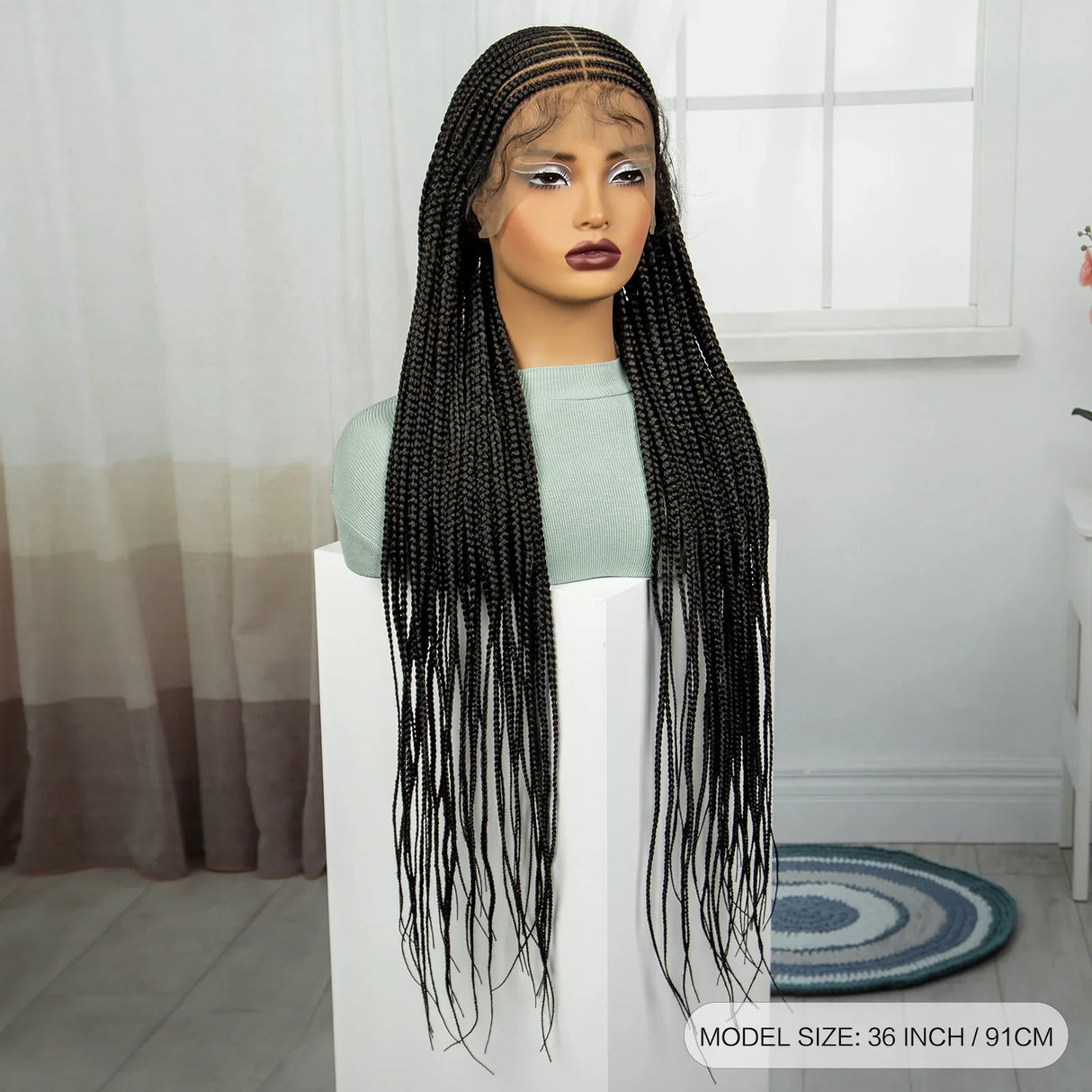 36" Cornrow Knotless Braids Wig | Full Lace Frontal | Baby Hair