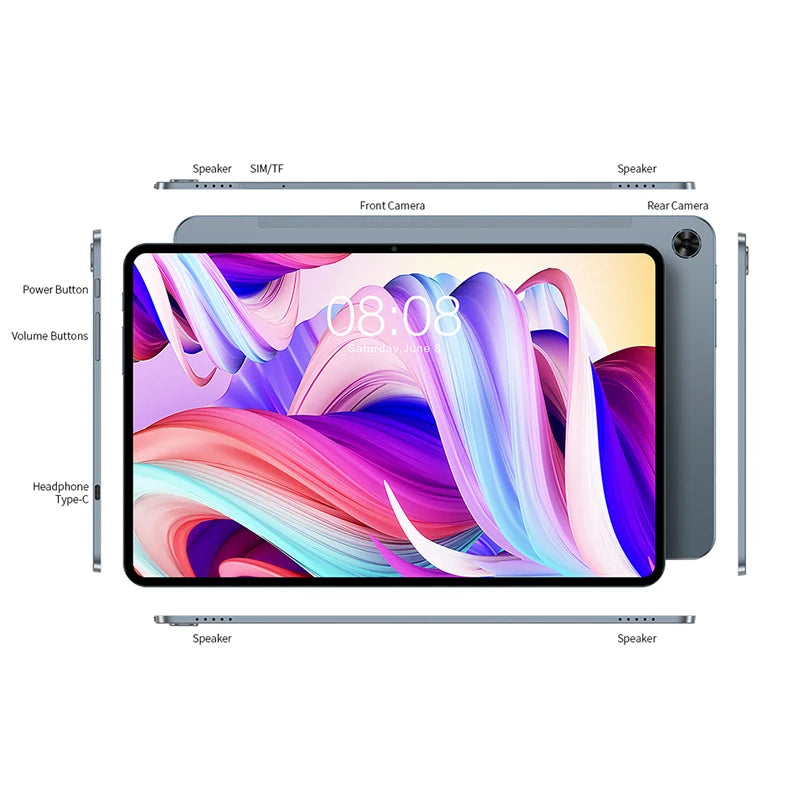 Tablette Teclast T40 Pro 10,4 pouces 8 Go RAM ROM 128 Go Android 11/12 7000 mAh charge rapide 2000 x 1200 UNISOC T618/T616 8 cœurs réseau 4G, Wifi, 13 MP + 8 MP