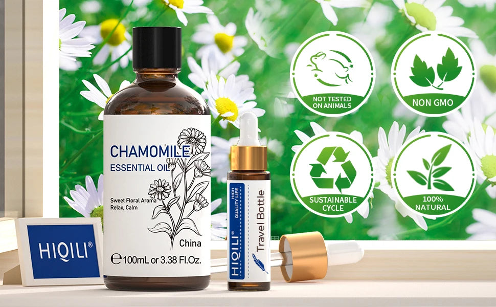 Huiles essentielles de camomille 100 ml, huile florale 100 % pure pour diffuseur, humidificateur, massage, Saint-Valentin, cadeaux pour les mères et les pères
