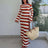 Knitting Hollow Out Dresses Women's Striped Contrast Dresses Beach Vacation Sexy Long Dress Autumn And Winter Sweater Dress - Lootquake