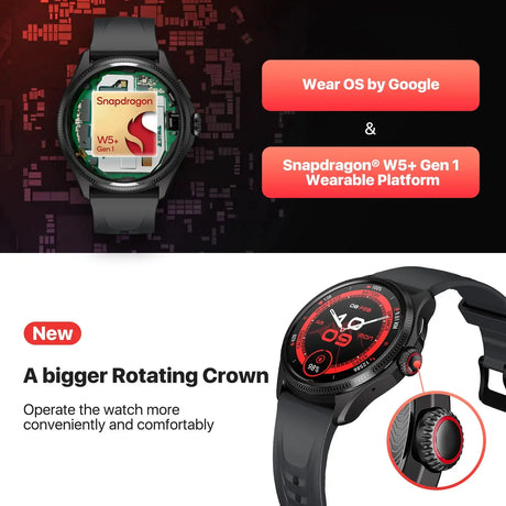 TicWatch Pro 5 Enduro Wear OS Smartwatch for Men 90Hrs Battery 110+ Workout Modes 7/24 Heart Rate Compass and Android Compatible - Lootquake