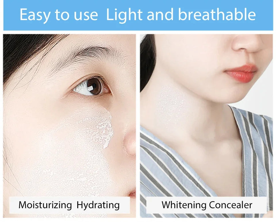 Crema BB en spray de 20 ml para base de maquillaje, blanqueadora, hidratante, antiadherente, iluminadora y corporal.