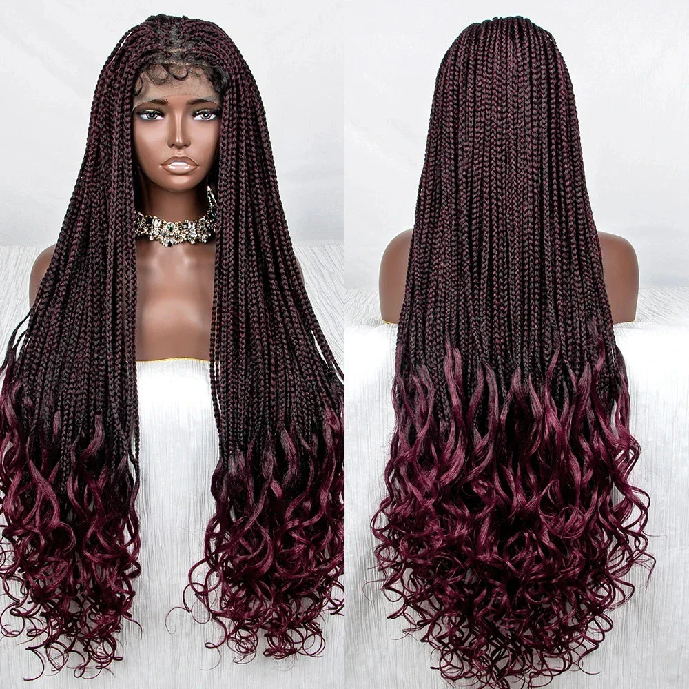 36" 613 Blonde Braided Wig | Lace Front | Baby Hair | Colored Braids