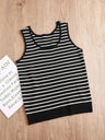 Top Women's loose-fitting striped, spicy Casual Sleeveless Top with round neckline and off-the-shoulder outdoor tank top, summer - Lootquake