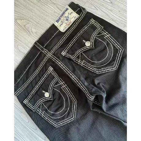 Harajuku Embroidered Casual Jeans New style Retro High Waist American Straight Leg Couples Wear Wide Leg Pants Women Clothing - Lootquake