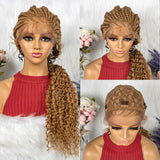 28" Knotless Cornrow Braids Wig with Curly Ends | Transparent Lace Front | Baby Hair