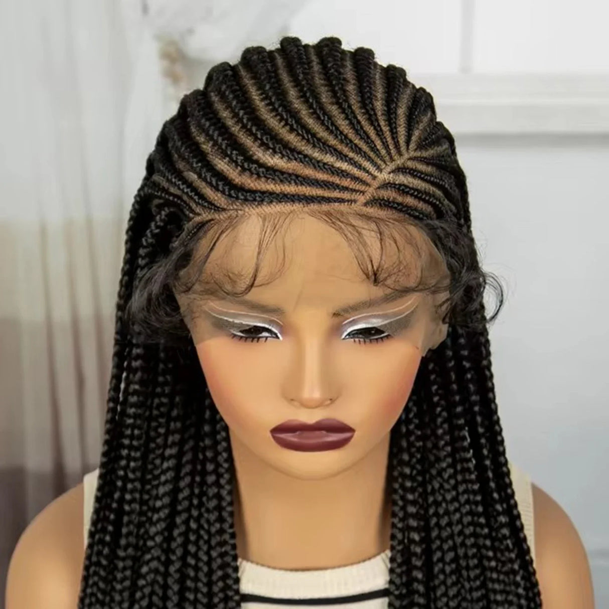 36" Cornrow Knotless Braids Wig | Full Lace Frontal | Baby Hair