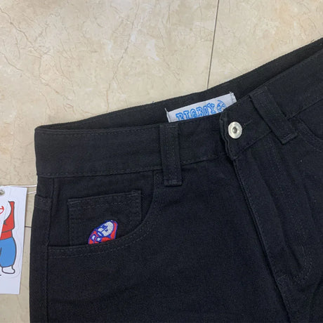 Polar Big Boy Embroidery Jeans Y2K Pants Streetwear Gothic Cartoon Blue Baggy Jeans Retro Punk Rock High Waist Denim Trousers - Lootquake