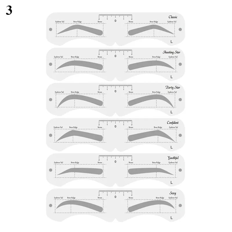 Ensemble de pochoirs à sourcils réutilisables, règle souple, outil de définition des sourcils, guide de dessin des sourcils, style, mise en forme, toilettage, modèle, carte, outils de maquillage