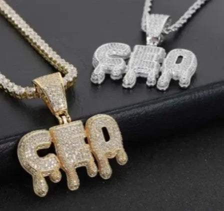 2024 3D Design Jewelry Copper 5A Zircon Bling Hip Hop Rapper Men Hip Hop Custom Letter Name Round Rectangle Pendant - Lootquake